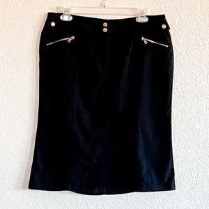 Express Black Wool Zipper Pocket Midi Pencil Skirt